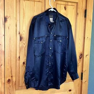 Versace Jeans Collection Shiny Blue Shirt